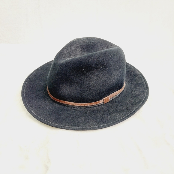 K-Hat Other - K-Hat Black Feather Felt 100% Wool Fedora Wide Brim Hat Z92